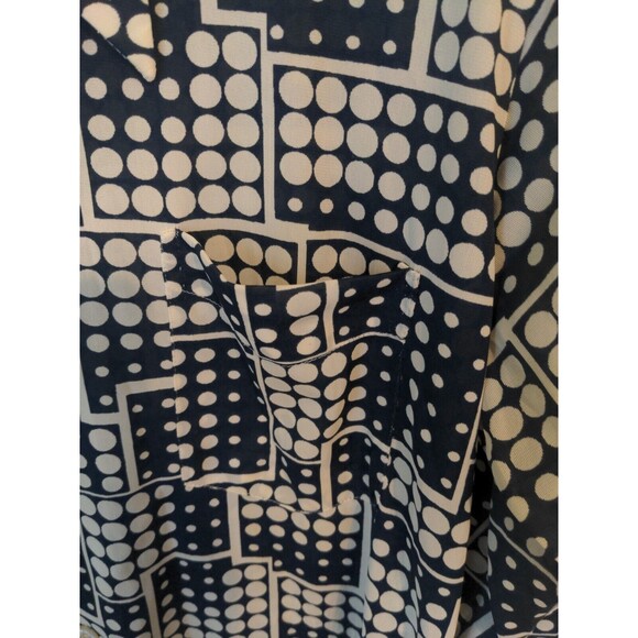 Vintage 1960s Jaime Roman Dagger Collar Disco Hippie Shirt Men's Sz M Blue Dots - Picture 3 of 11
